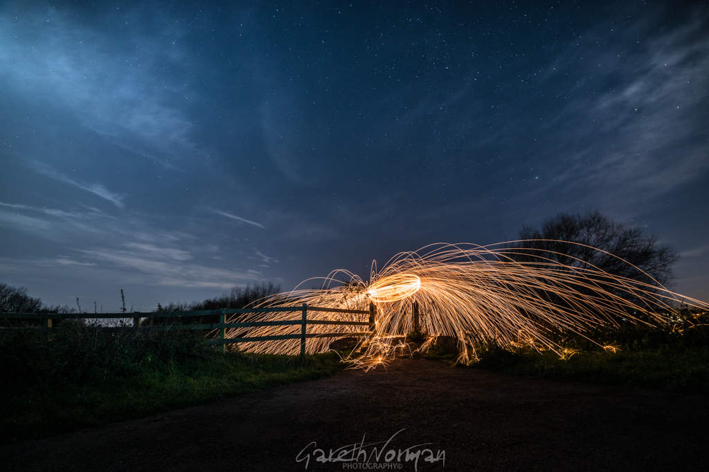 Watermead Wire Wool, Wirewool Spinning, Starscape, Lightpainting