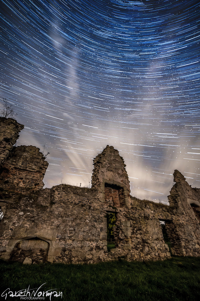 Leading Star Trail over Ruins